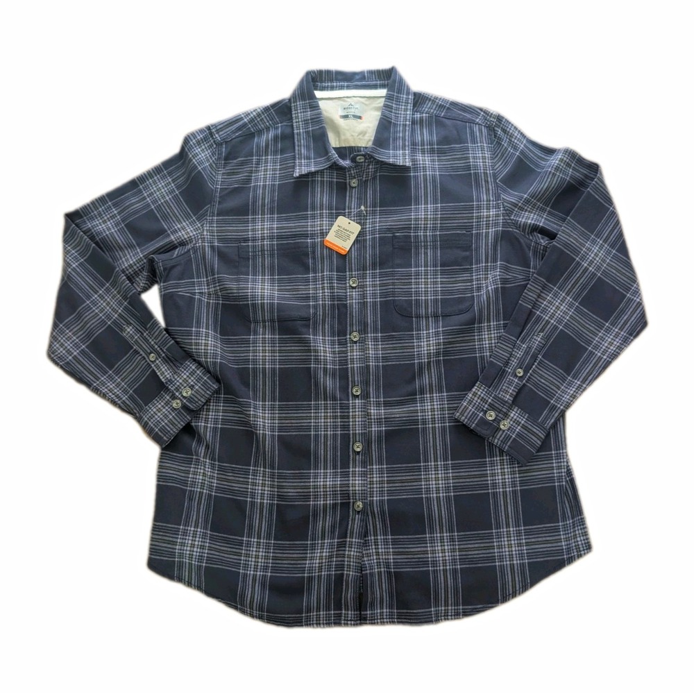 Ridgecut Toughwear Women's XL Blue Plaid Flex Flannel Button Down Work Shirt